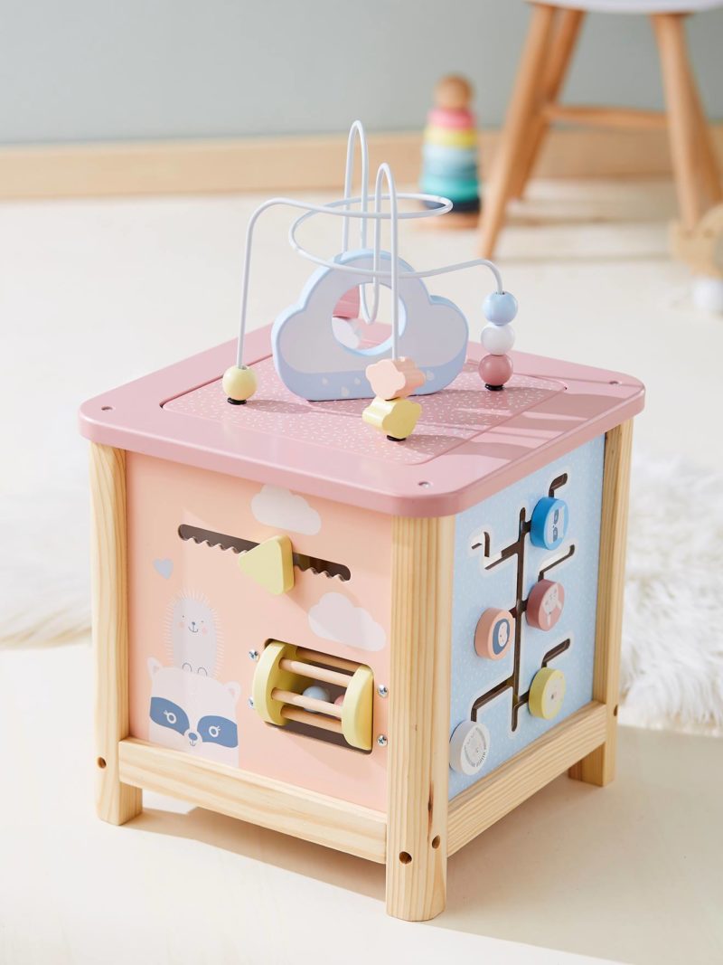 Grand cube d'activités en bois - rose - Ma Baby Checklist